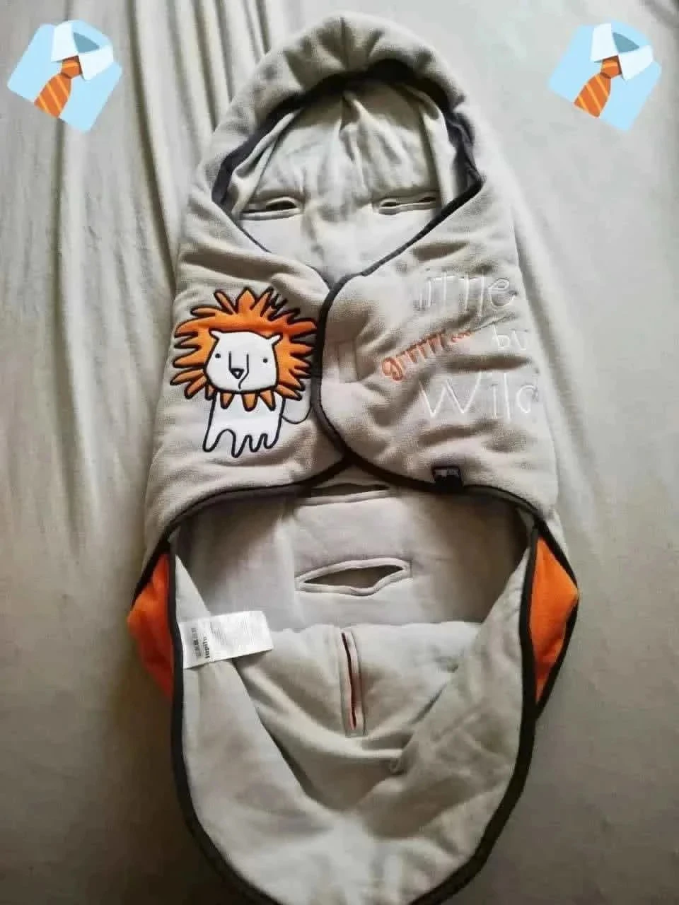 Coussin chauffant bébé hiver gris/orange Taille unique Bon état - confort poussette chaud